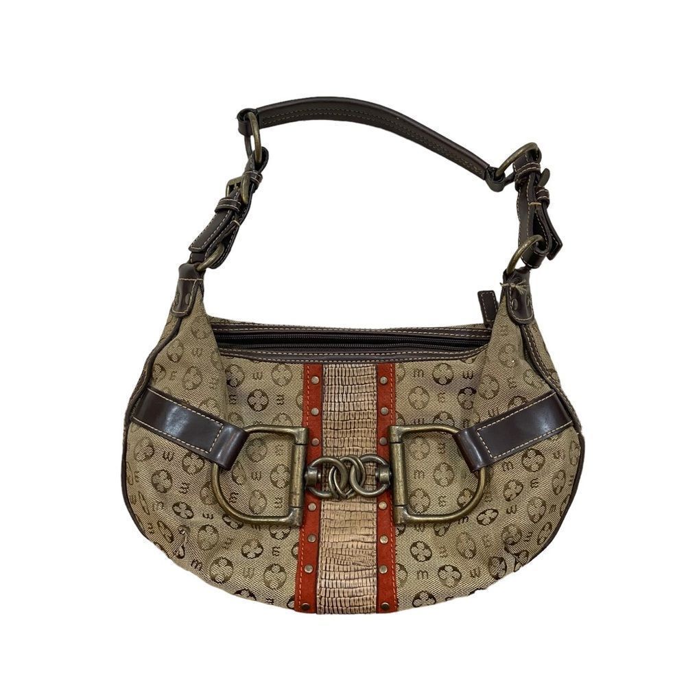 Mondani New York Brand Monogramed Large Horse Bit Shoulder Bag